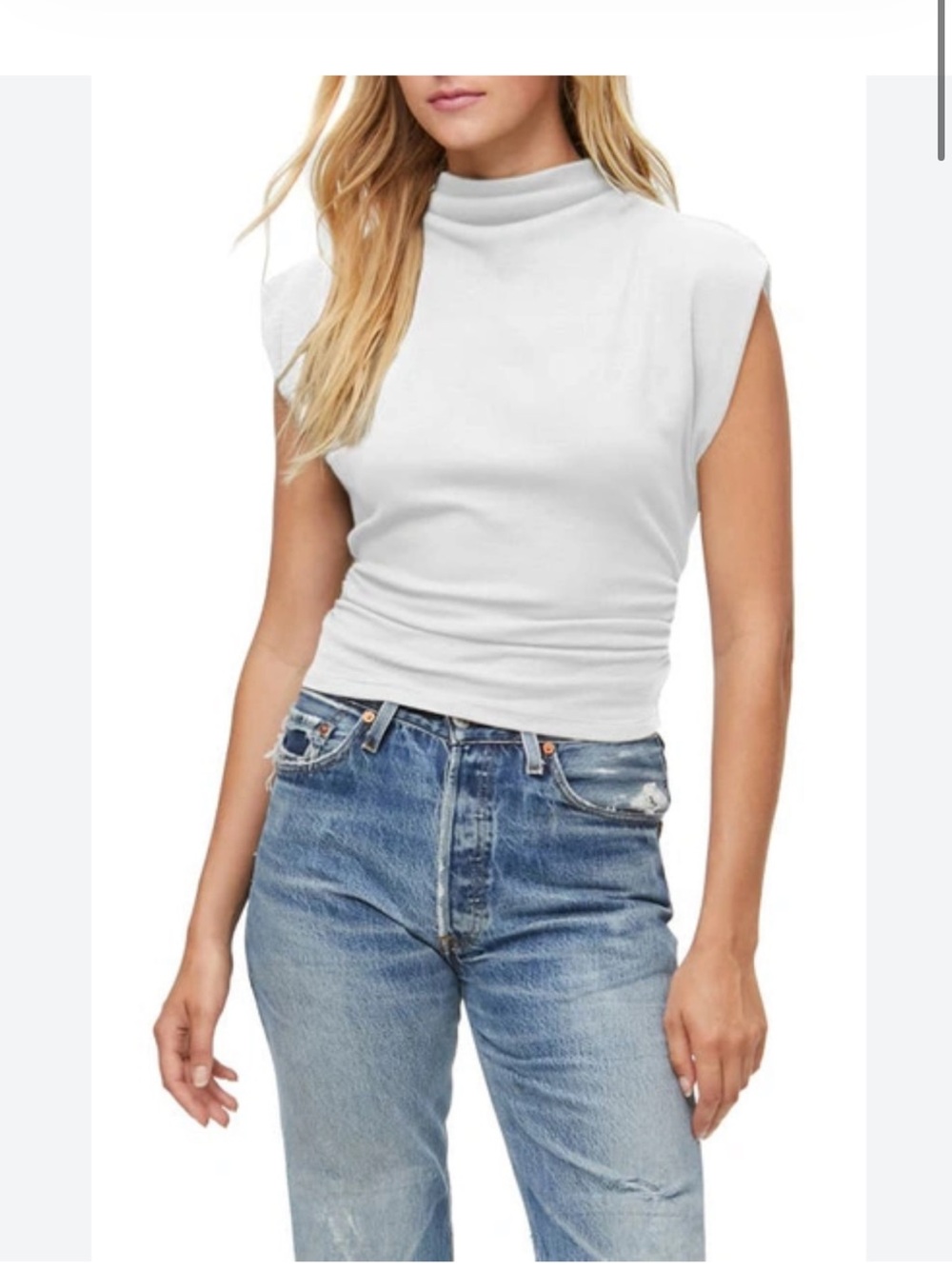 Michael Stars White Sleeveless Cowl Neck Tank